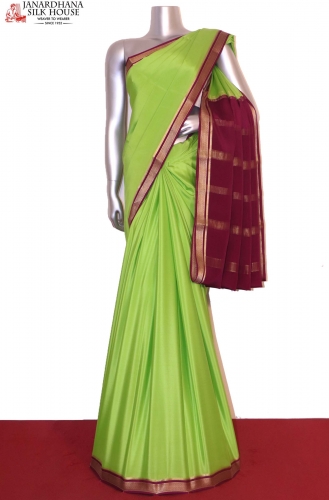 Contrast Classic Pure Mysore Crepe Silk Saree